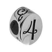 HALLMARK JEWELRY Connections from Hallmark Women's Stainless Steel Number 4 Charm Bead