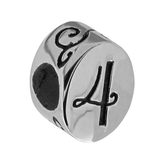 Connections from Hallmark Stainless Steel Number 4 Charm Bead