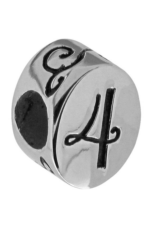 Connections from Hallmark Women's Stainless Steel Number 4 Charm Bead