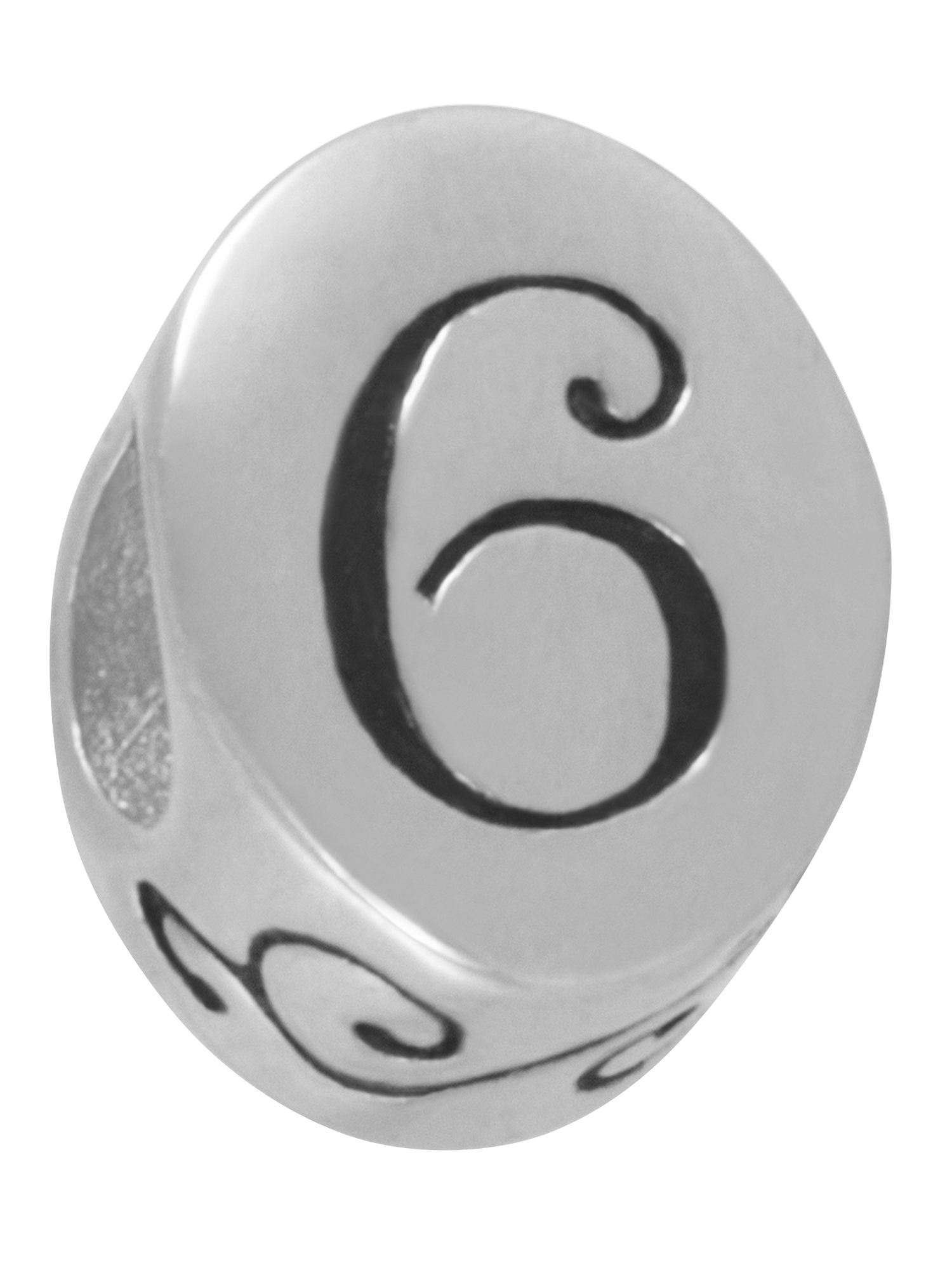 Connections from Hallmark Stainless Steel Number 6 Charm Bead - image 1 of 4
