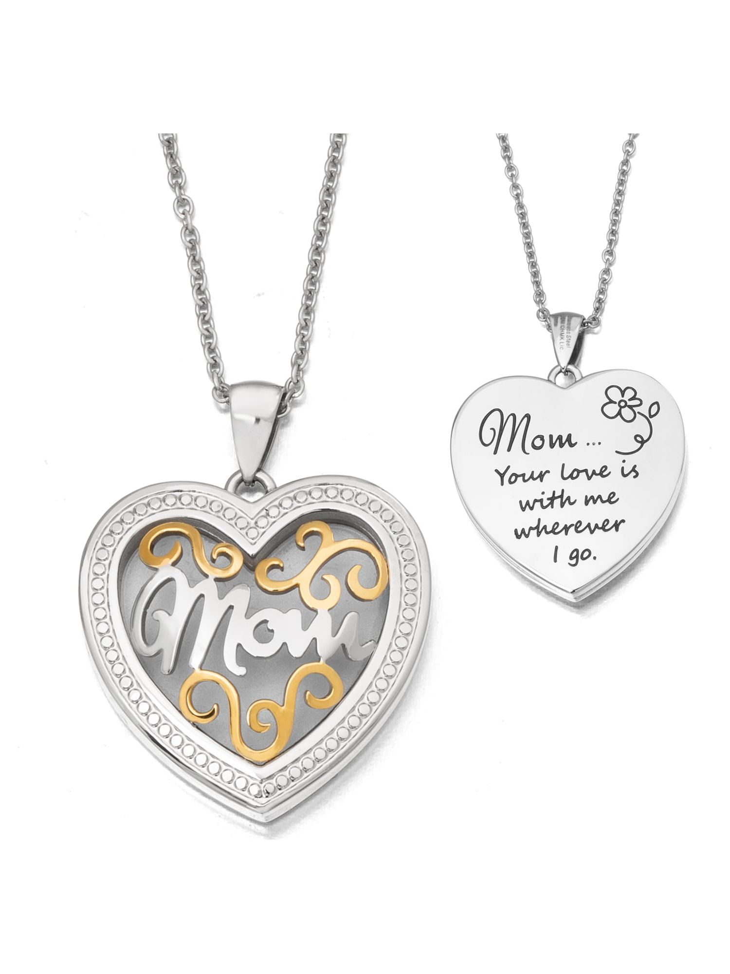 Connections from Hallmark Stainless Steel Two-Toned Mom Locket Pendant ...