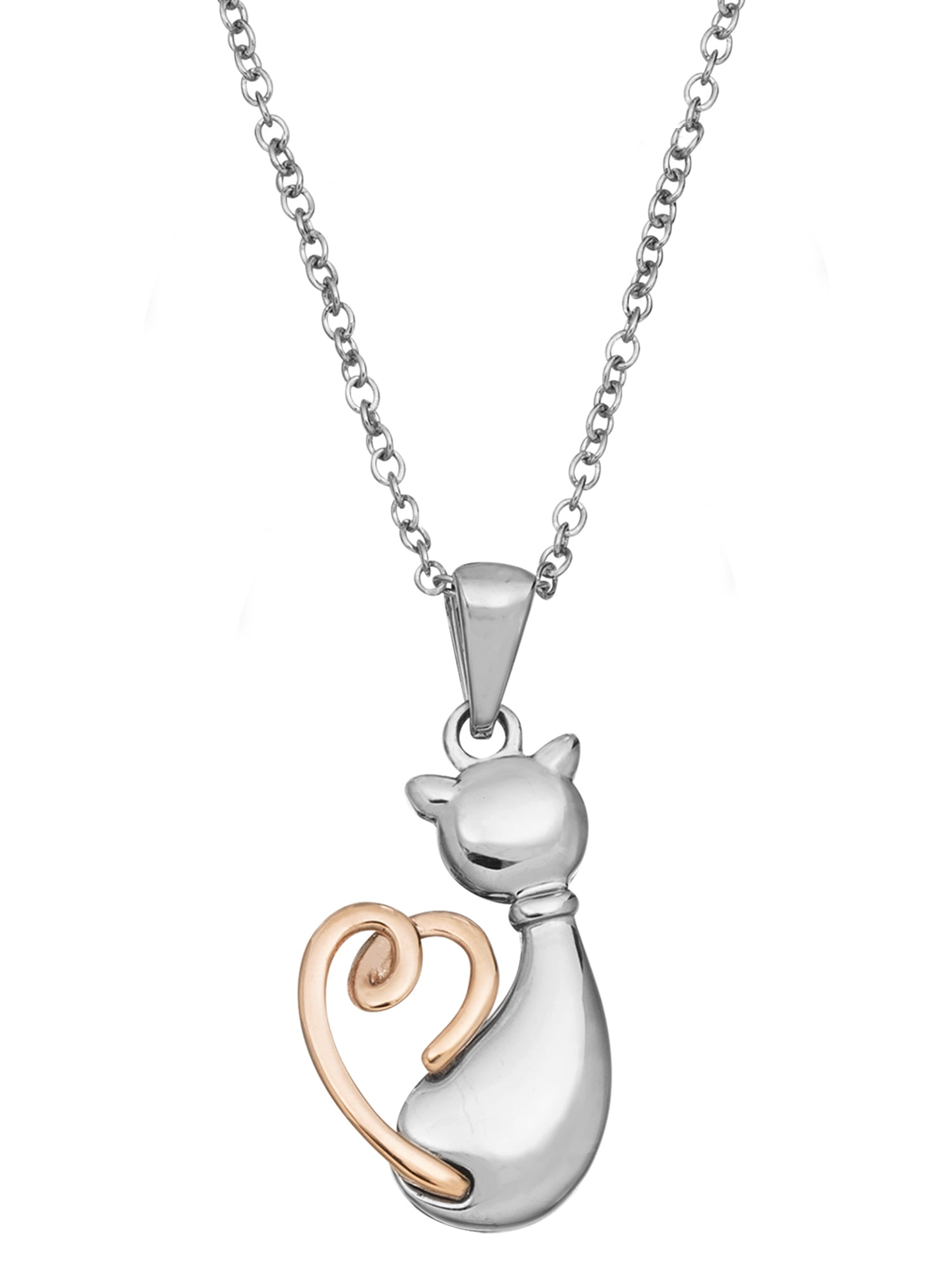 Connections from Hallmark- Women's  Stainless Steel Cat Pendant, 18