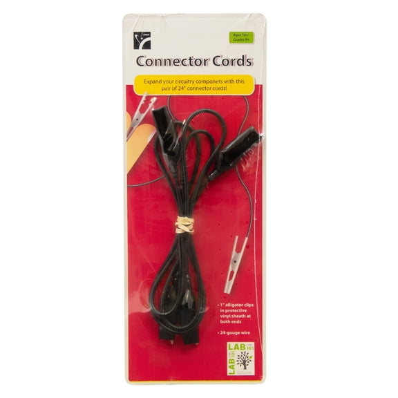 24" Connector Cords in Black with 1" Alligator Clips