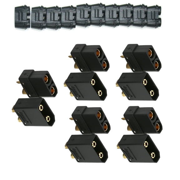 Connector Kit 10AWG Silicone Wire for Controller/Charger/Battery, 5 Male + 5 Female Connectors for Amass XT90H