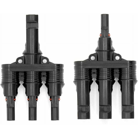 Connector M-C-4, Male/Female Solar Panel T Connector M-C-4 Parallel Photovoltaic Connection Clip On Solar Adapter Separator Coupler (M/3F, F/3M)
