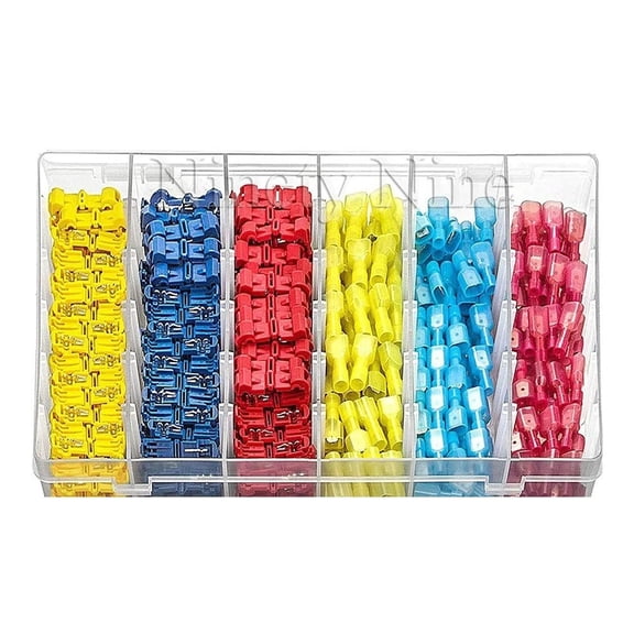 Connector terminal,Male Female Spade Crimp Cold-pressed Terminals Crimp Terminal Male Quick T-type Crimp Terminal Male Female T-type Crimp Terminal Nylon Spade Quick Spade Crimp Cold-pressed