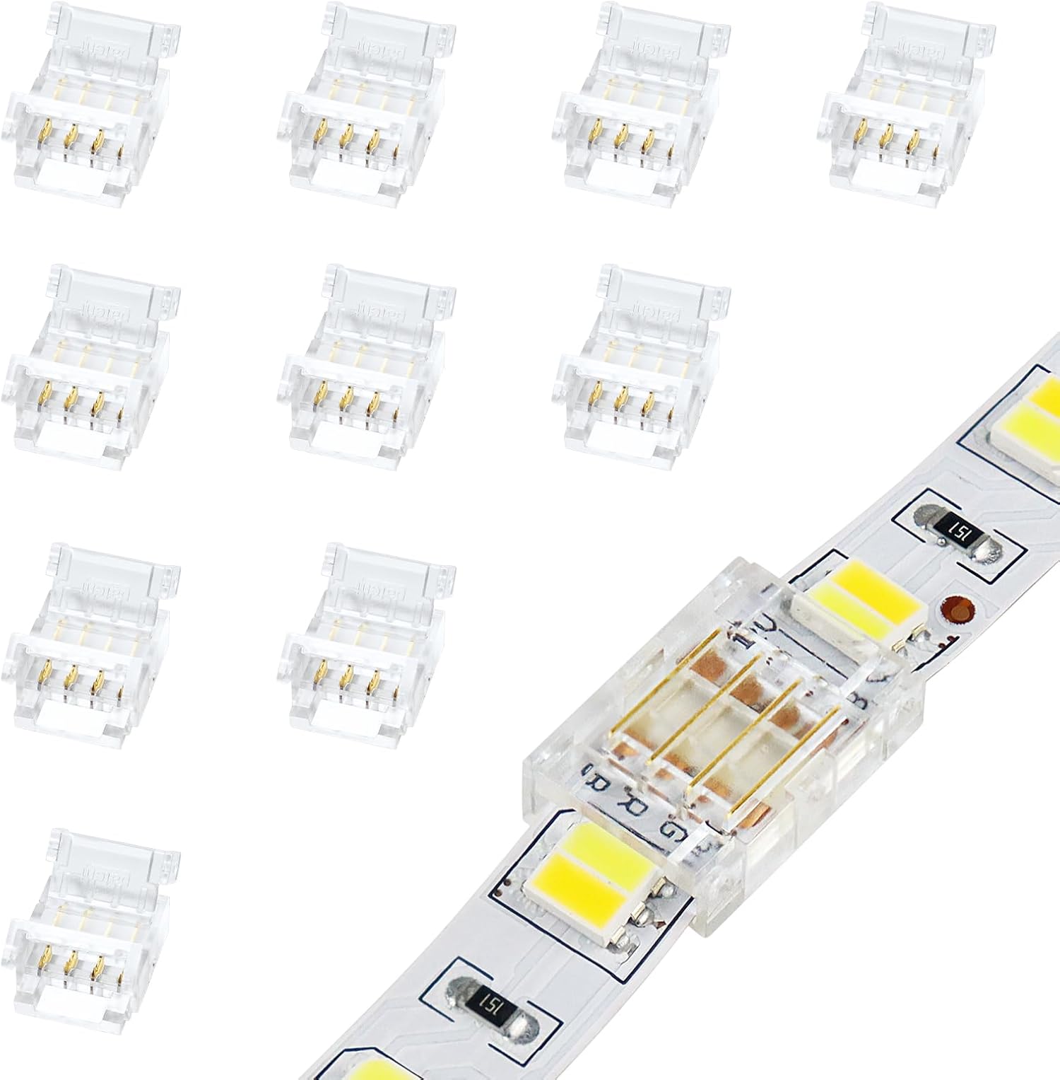 Connector Module Strip Connectors 4Pin 10mm, 10 count Strip to Strip Connector Transparent ...