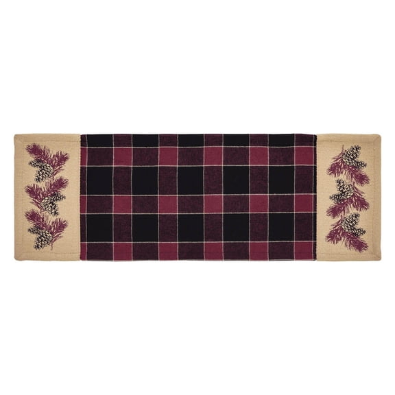 VHC Brands Connell Seasonal Farmhouse Decor Fall Pinecone Dining Kitchen Short Table Runner 8x24