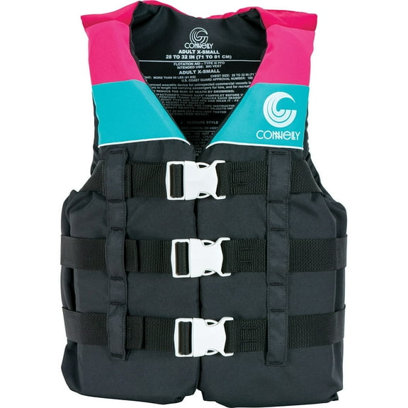 Connelly Children's Life Jacket, Nylon Black/Pink, 90-120 lbs