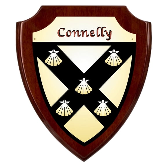 Connelly Irish Coat of Arms Shield Plaque - Rosewood Finish