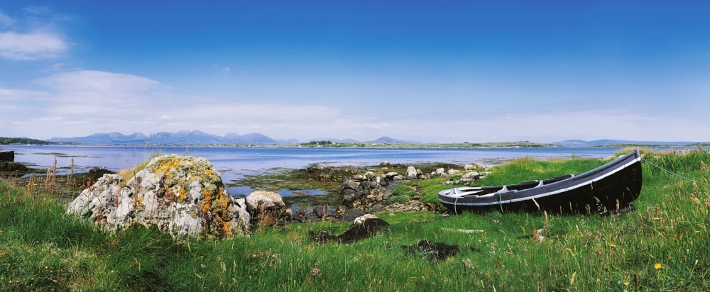 Connemara Co Galway Ireland Boat Near The Water Canvas Art - The Irish Image Collection Design Pics (33 x 13)
