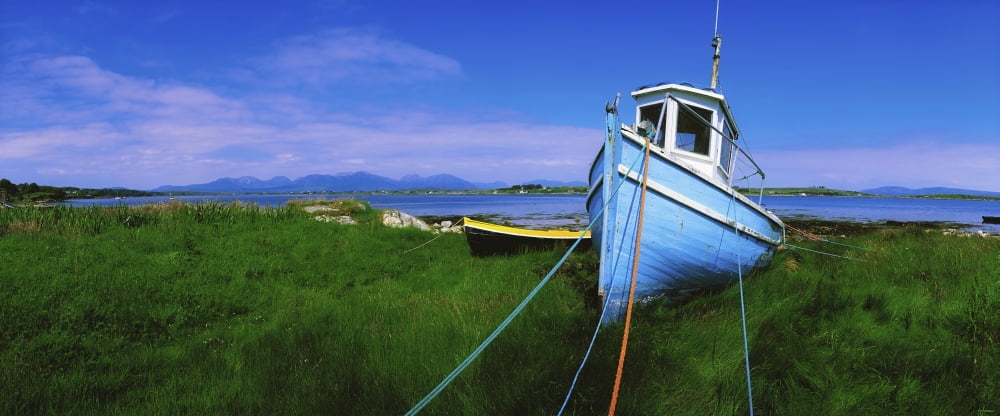 Connemara Co Galway Ireland Fishing Boat Canvas Art - The Irish Image Collection Design Pics (44 x 18)