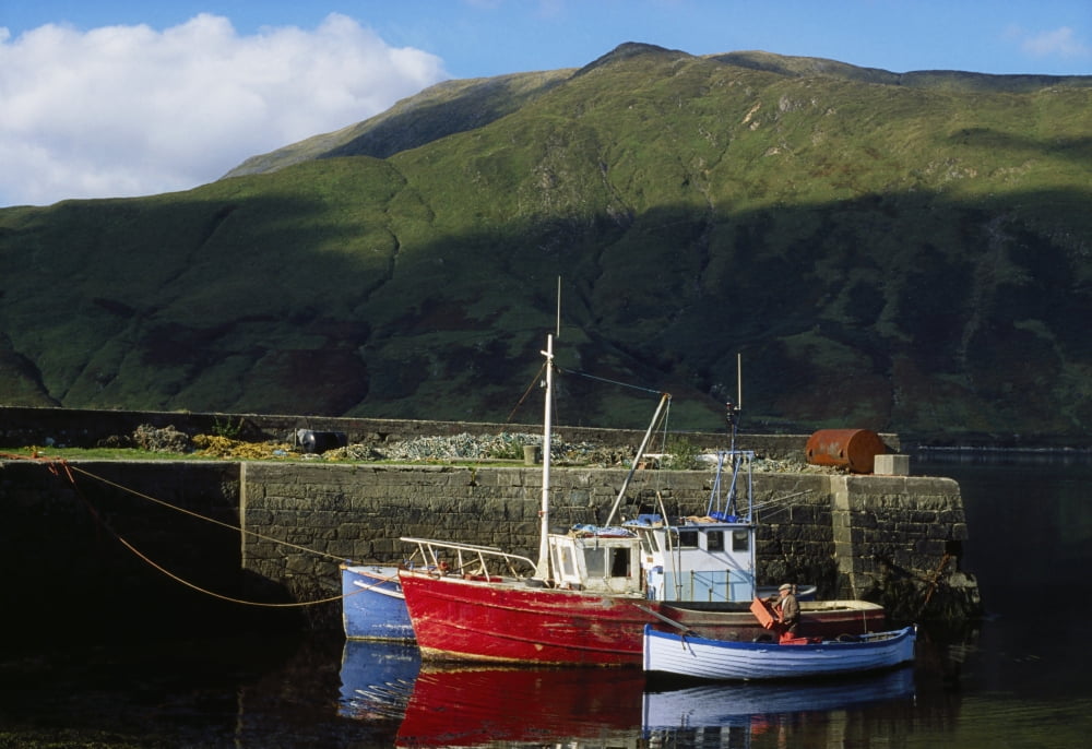 Connemara Co Galway Ireland Fishing Boats Near Leenane Canvas Art - The Irish Image Collection Design Pics (36 x 24)