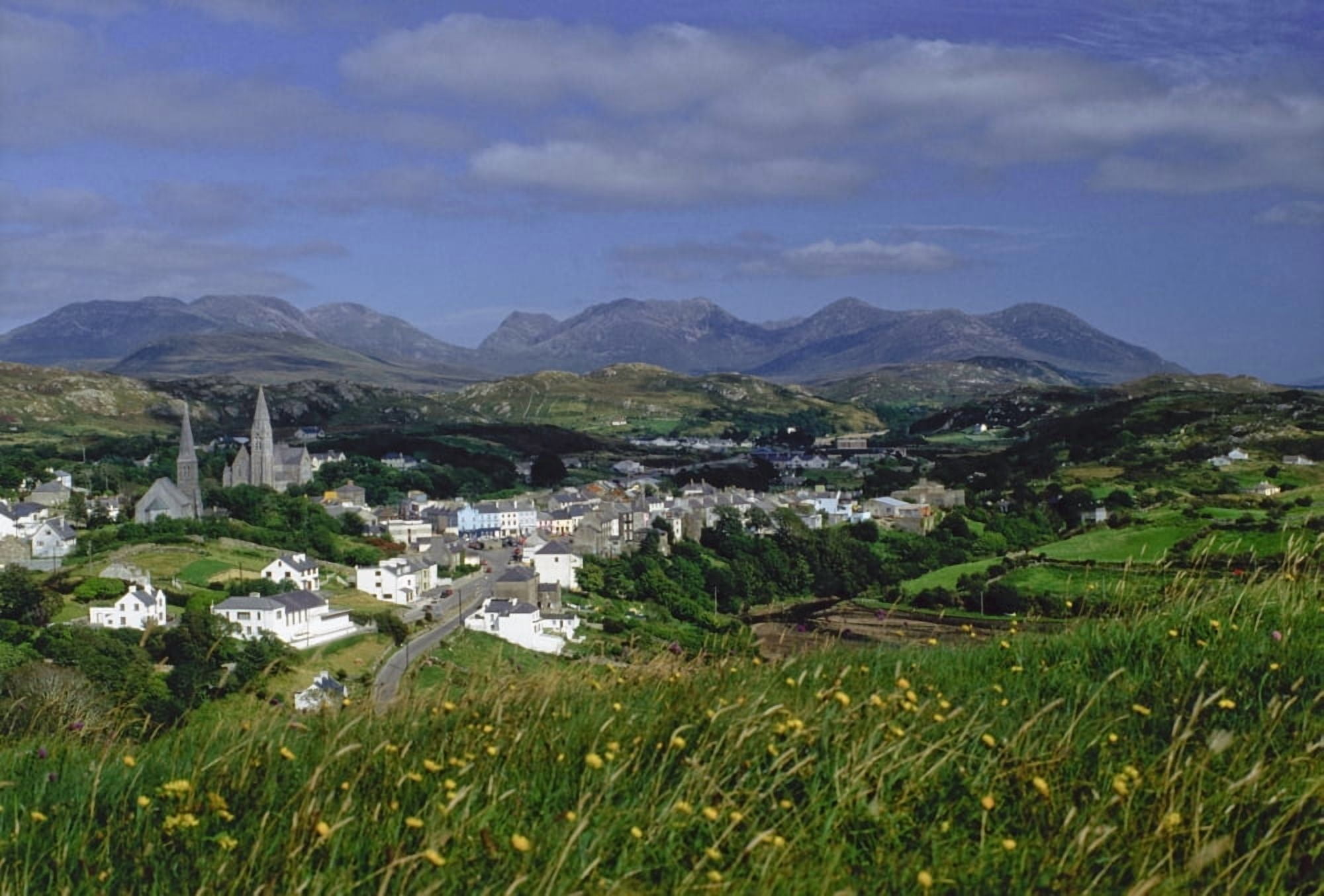 Connemara Co Galway Ireland High Angle View Of Village Canvas Art - The Irish Image Collection Design Pics (36 x 24)