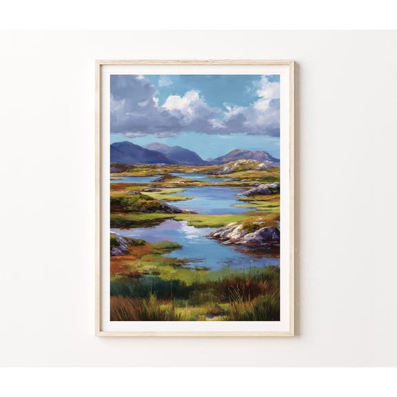 Connemara Ireland Wild Atlantic Way Scenic Landscape Art, Unframed Paper Poster 8x10in