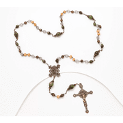 Connemara Marble Mothers Love Rosary Necklace, Bronzetone