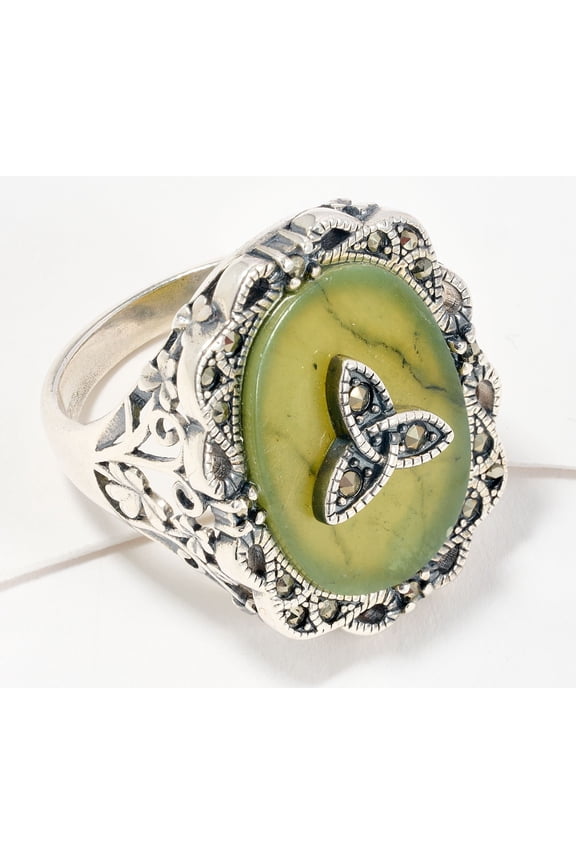 Sterling Silver Marcasite trinity knot Ring, Size 9