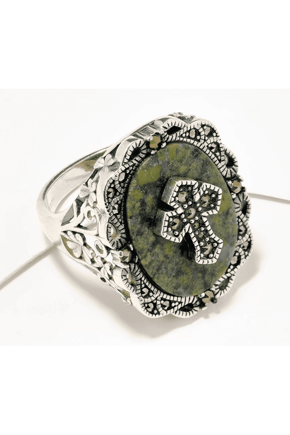 Sterling Silver Ring w/ Marcasite Accents Celtic Cross Size 7