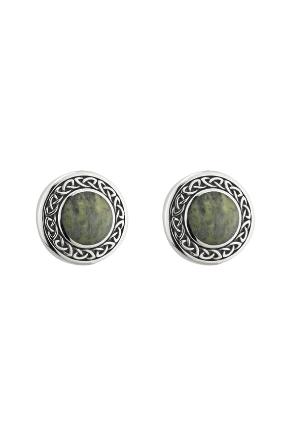 Connemara Marble and Sterling Silver Round Celtic Knot Stud Earrings