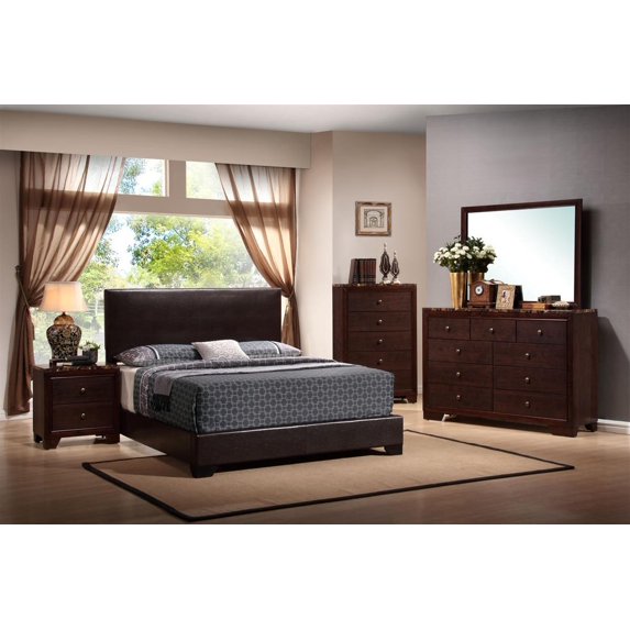 Coaster Conner 5-Piece Wood Queen Panel Bedroom Set in Cappuccino