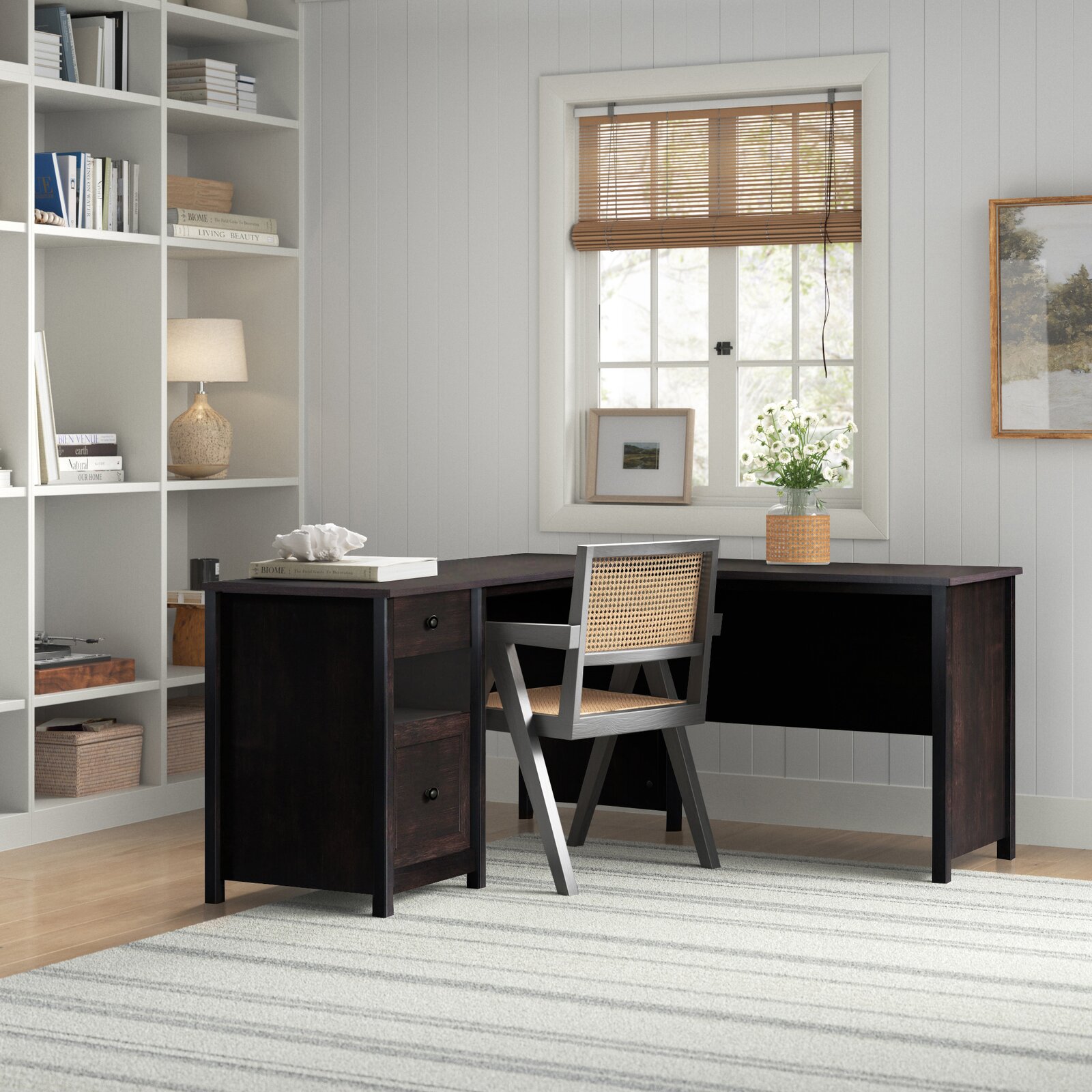 Conner LShape Executive Desk, Quick and easy assembly with patented T