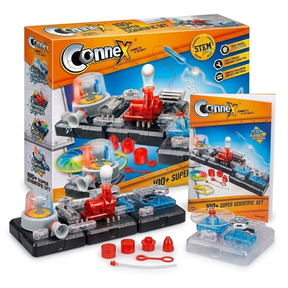 Connex 100+ Super Scientific Set, STEM Kits for Kids Age 8-12, DIY Electronic Building Kit, Circuit Board Projects for Hands-on Engineering Learning