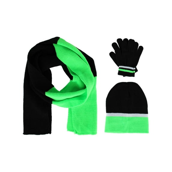 Connex Gear Girl's 8 - 16 Stripe Hat Scarf and Gloves 3 Piece Winter Set