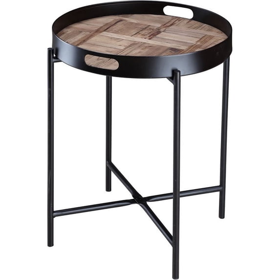 Connexion Decor Bentdare Reclaimed Fir & Metal End Table in Natural/Black