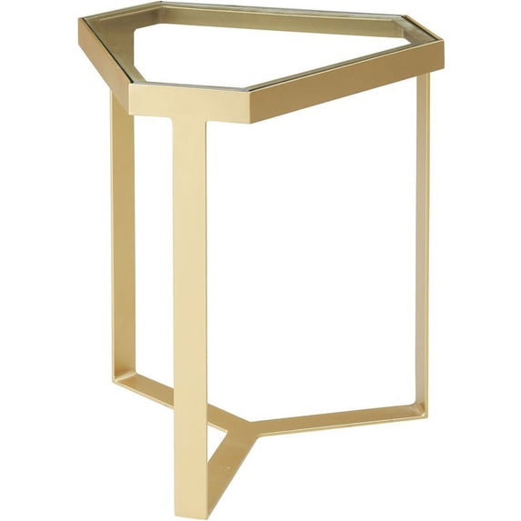 Connexion Decor Darton Metal and Tempered Glass End Table in Brass