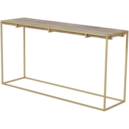 Connexion Decor Portam Reclaimed Elm and Metal Console Table, Natural/Brass