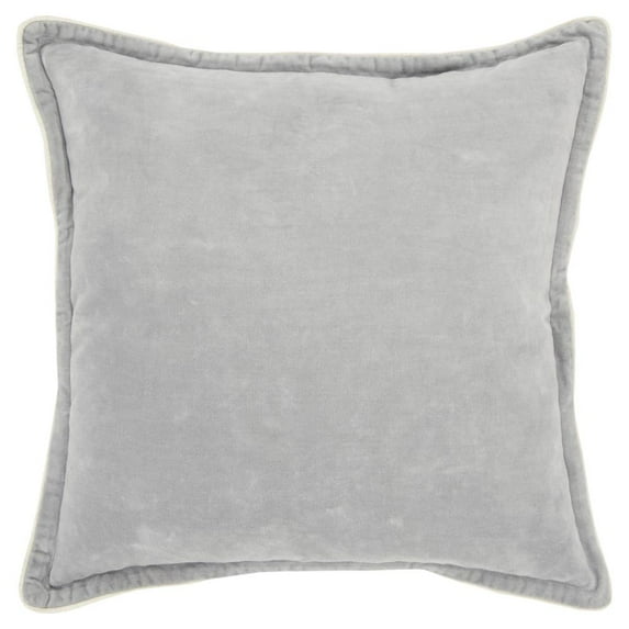 Connie Post 20" x 20" Down Filled Pillow with Cotton Velvet Cover-Gray