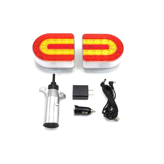 Connix LED Magnetic Wireless Towing Light Kit Farm Tractor 7 Pin Round Connector Baler, Wagon, Mower, Trailer.