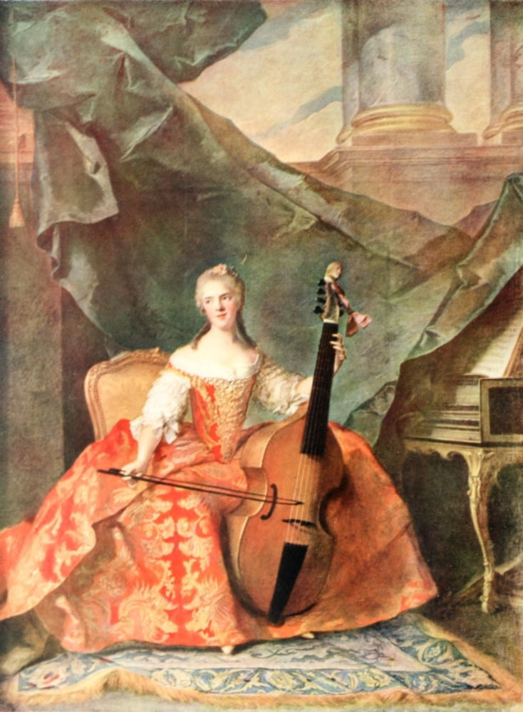 Connoisseur 33 1912 Mme Henriette with Cello Canvas Art - JM Nattier (24 x 36)