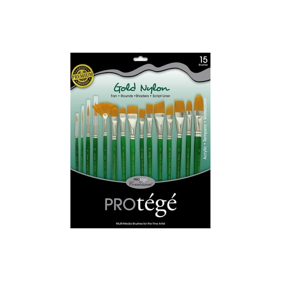 Connoisseur Gold Nylon Short Handle Brush Set, 15-Piece