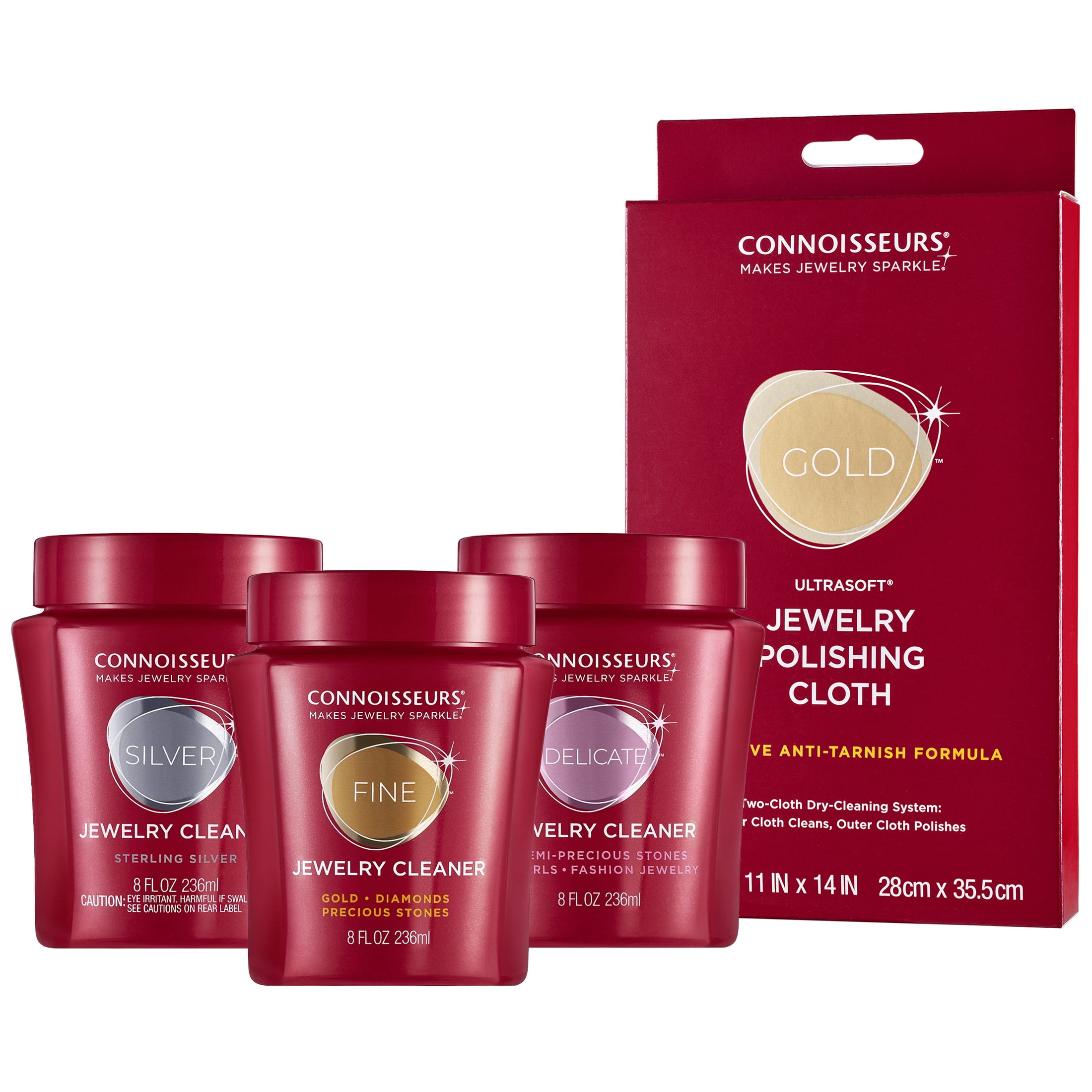 Connoisseurs® Do-it-All Jewelry Cleaning Collection, Fine, Silver and Delicate Jewelry Cleaner, Polishing Cloth
