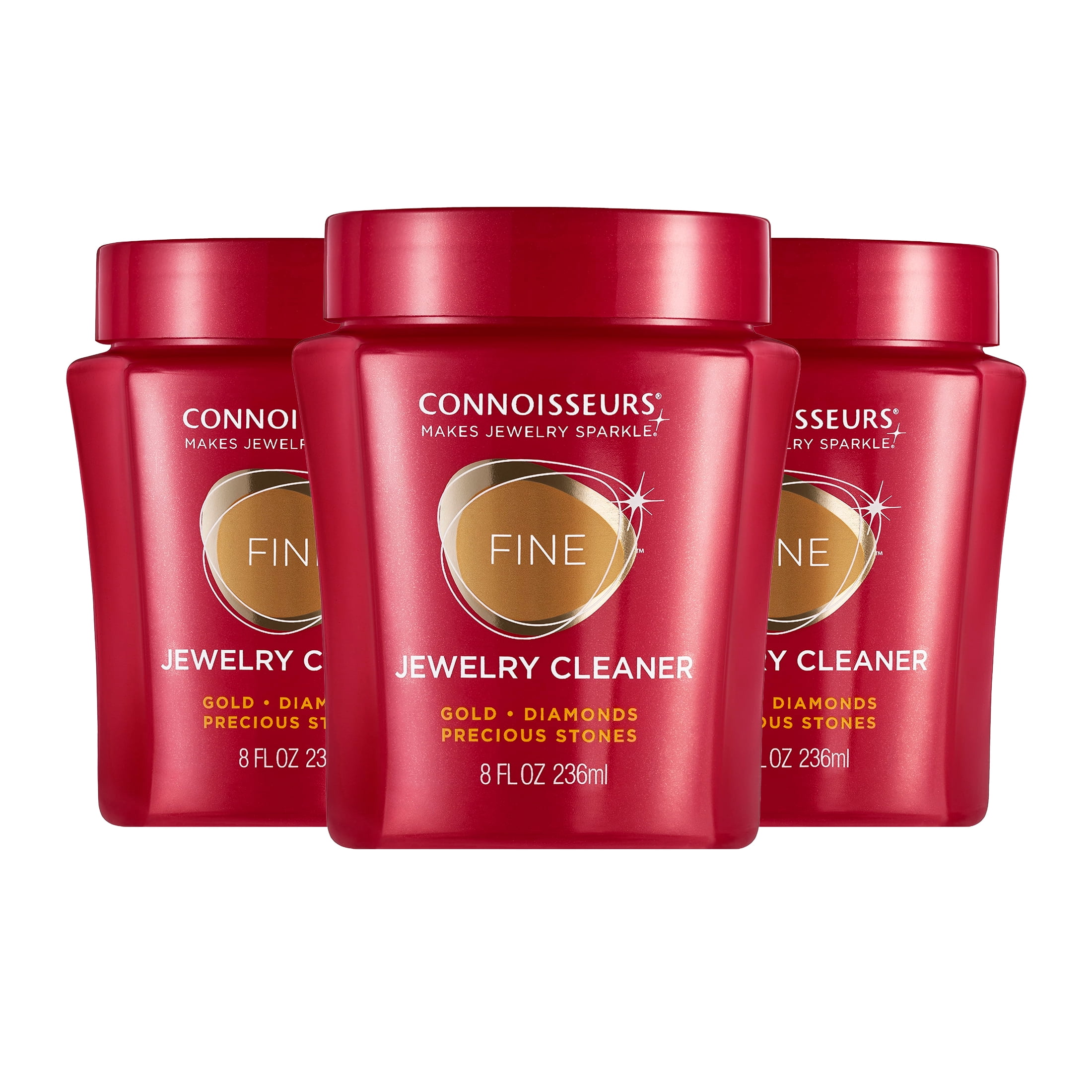 Connoisseurs Fine Jewelry Cleaner Solution for Gold, Diamonds, Platinum & Gemstones, 3 Pack