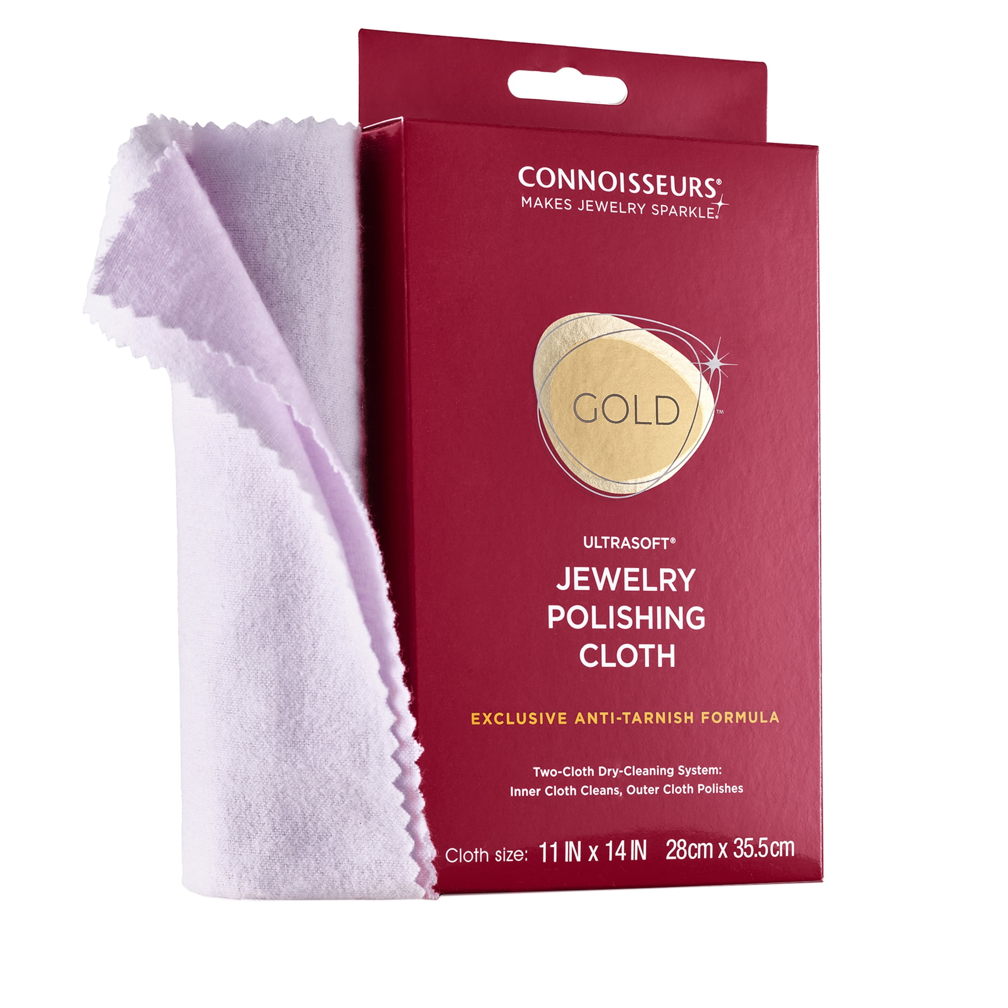 Connoisseurs Gold Jewelry Polishing Cloth, Cleans and Polishes Gold to a High Shine, 3 Pack