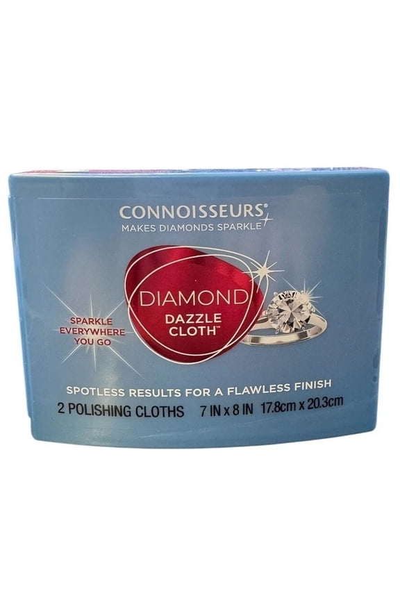 Connoisseurs Jewelry Cleaner Diamond Dazzle Polishing Cloths 2- 7In X8In