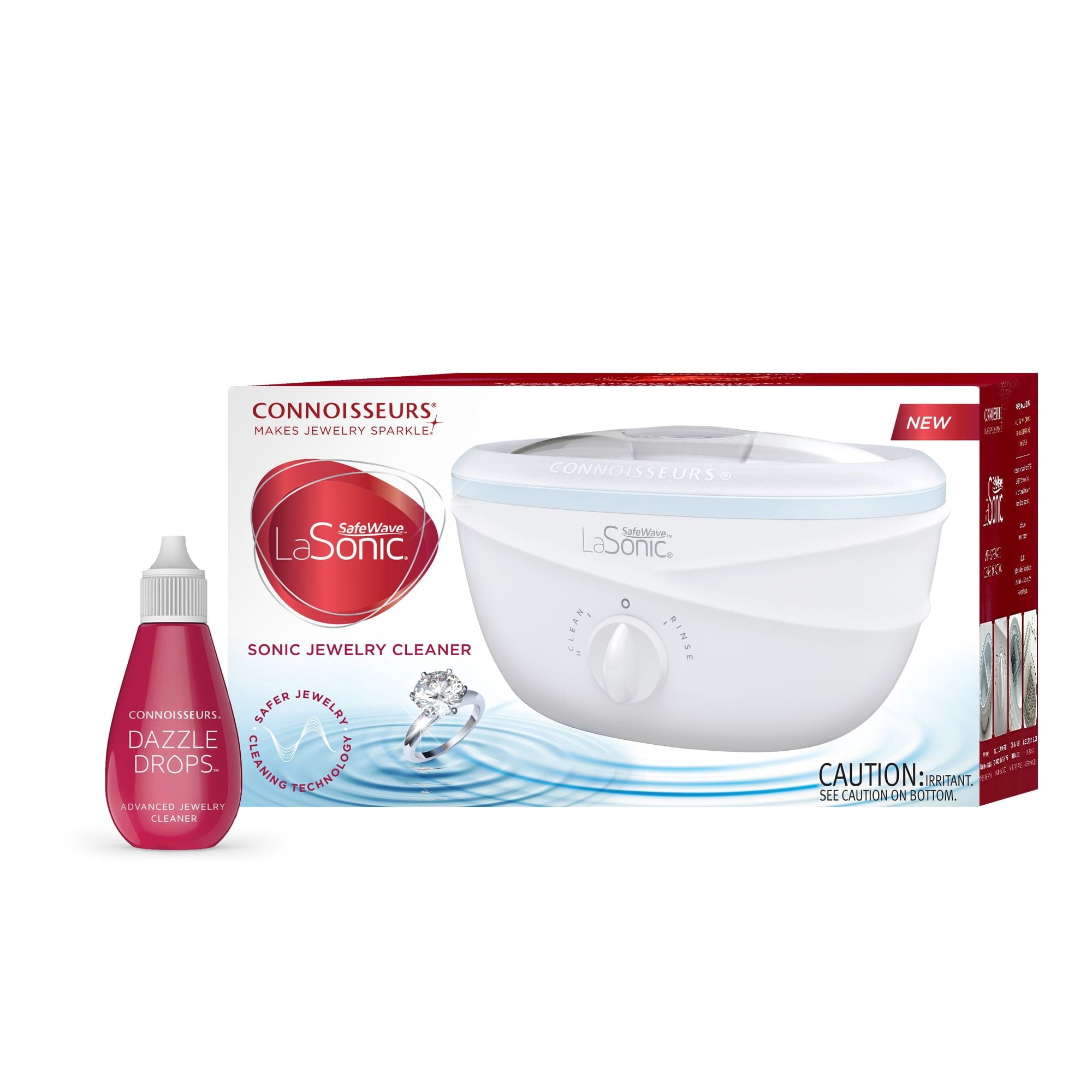 Connoisseurs LaSonic SafeWave Sonic Jewelry Cleaner Machine with Dazzle Drops Cleaner Concentrate