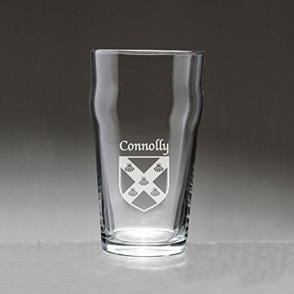 Connolly Irish Coat of Arms Pub Glasses - Set of 4 (Sand Etched)