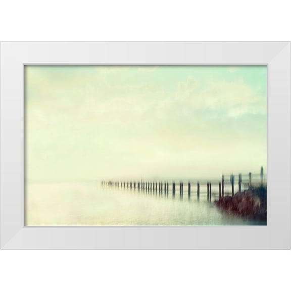 Connolly, Karin 14x11 White Modern Wood Framed Museum Art Print Titled - Sunset Beach Bridge
