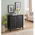 thumbnail image 1 of Connor 2 Door Accent Display Cabinet with Storage Shelf, Black Faux Leather & Silver Buttons, Contemporary, 1 of 8