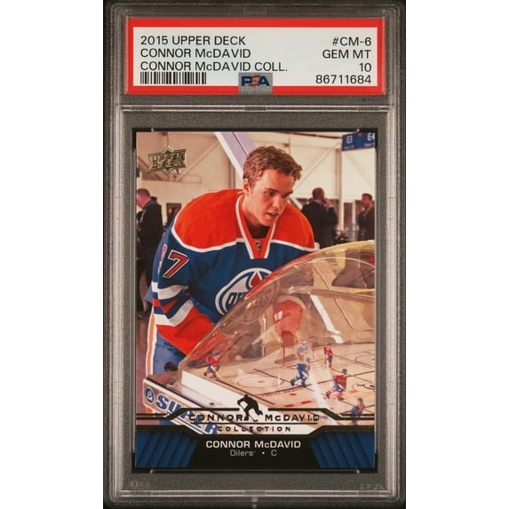 Connor McDavid 2015 Upper Deck Collection Hockey Rookie Card #CM-6 Graded PSA 10 Cert #86711684