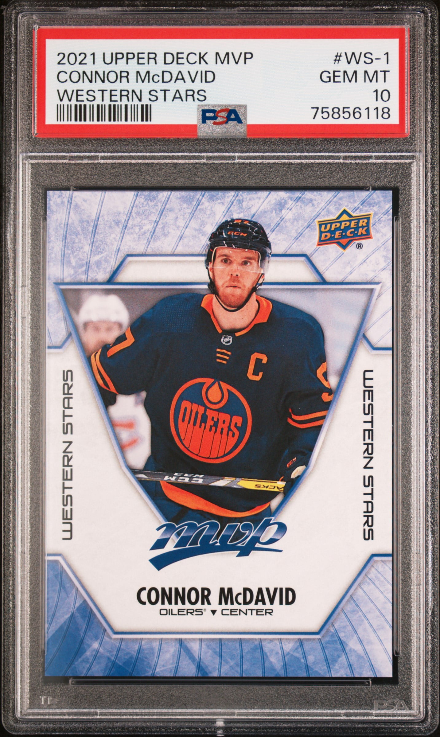 Connor McDavid 2021 Upper Deck MVP Western Stars Hockey Card #WS-1 Graded PSA 10