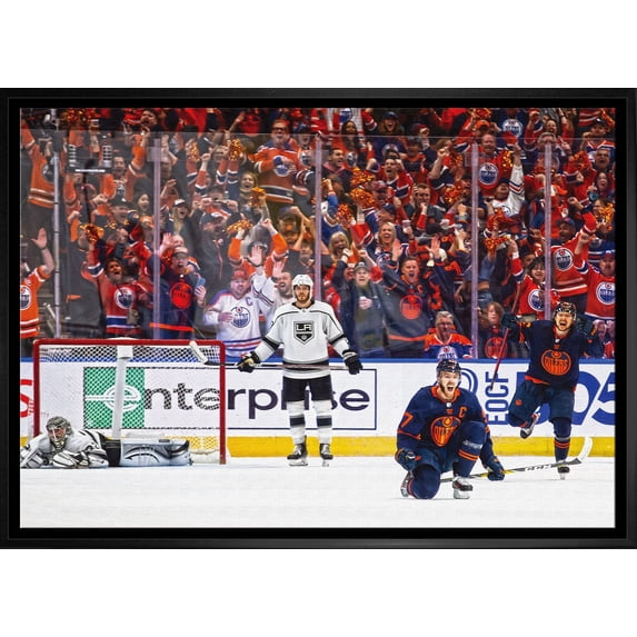 Connor McDavid 20x29 Framed Canvas Oilers Celebration