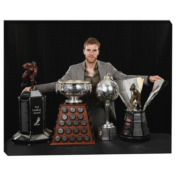 Connor Mcdavid 16x20 Unsigned Stretched Canvas 2023 Trophies-H