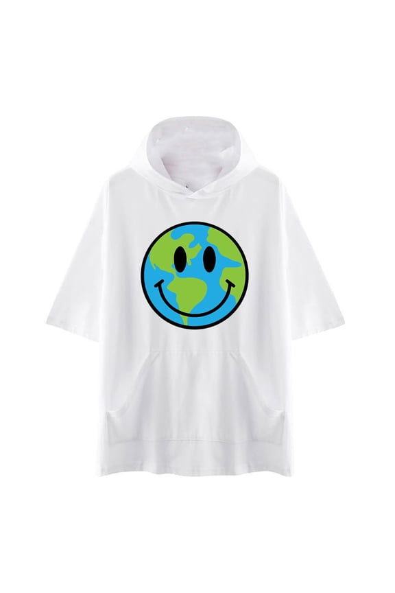 Connor Price Merch Happy Globe Hoodie Unisex Hooded Short Sleeve Tracksuit Pullover