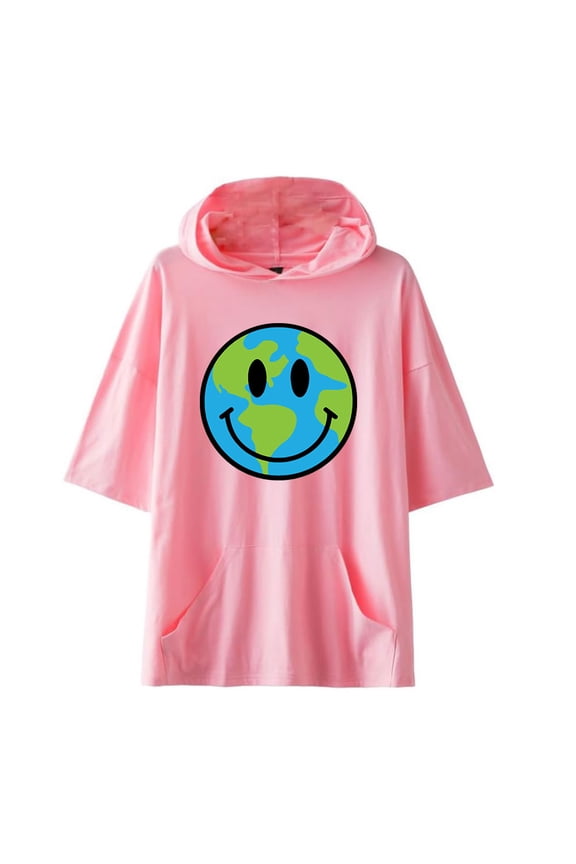 Connor Price Merch Happy Globe Hoodie Unisex Hooded Short Sleeve Tracksuit Pullover