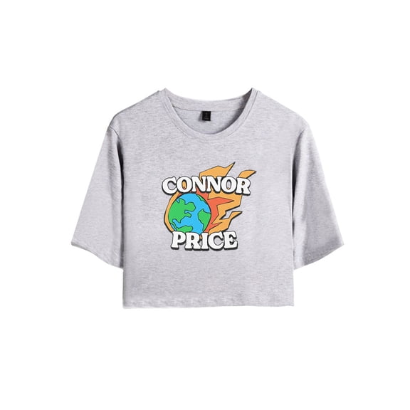 Connor Price Merch Printed Crop Top T-shirt Fashion Women Girls Short Sleeve Streetwear Tees