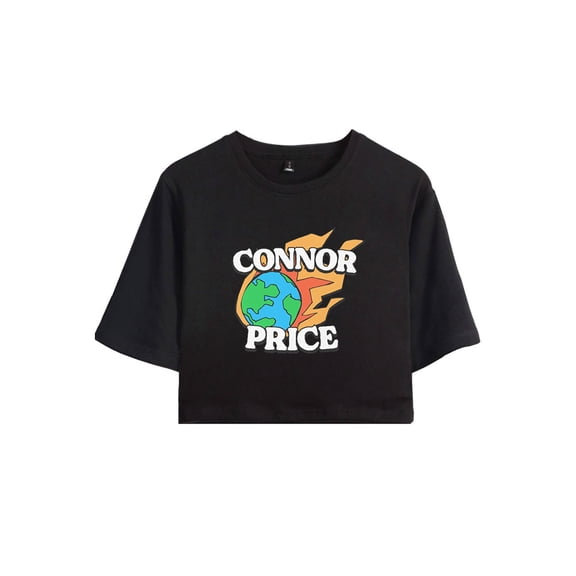 Connor Price Merch Printed Crop Top T-shirt Fashion Women Girls Short Sleeve Streetwear Tees